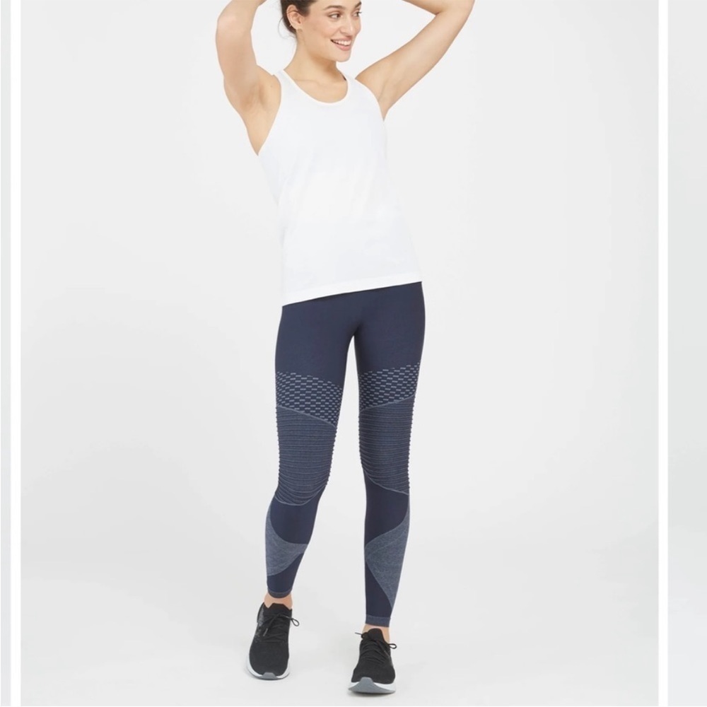 SPANX Look at Me Now Seamless Moto Leggings Blue